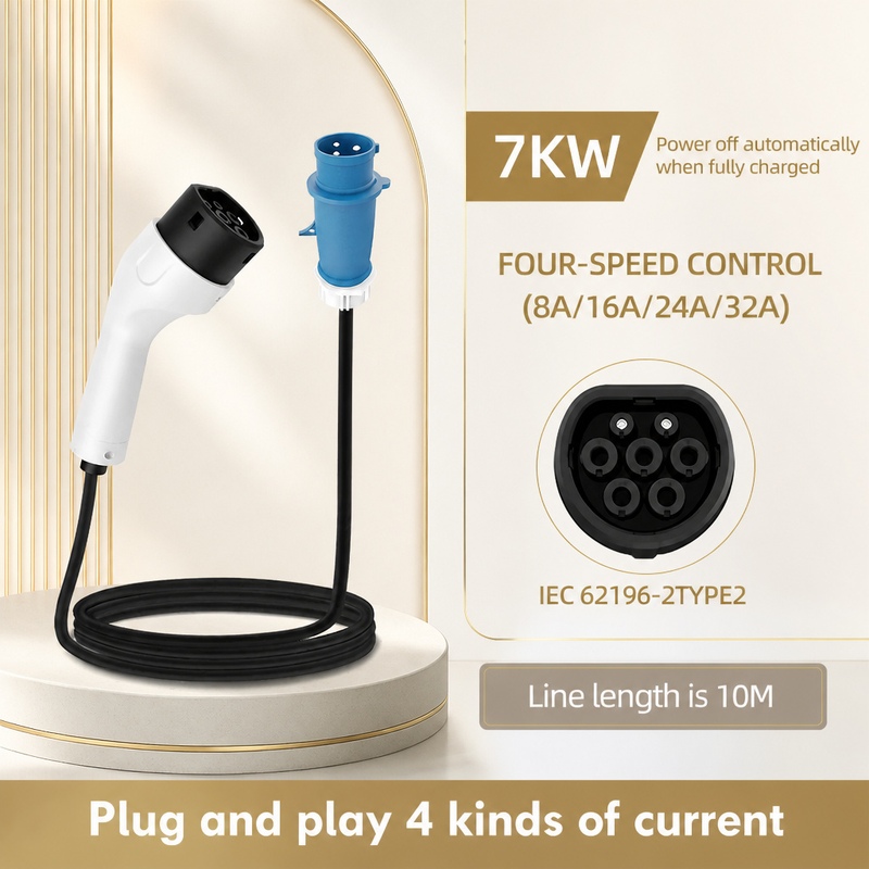 Portable Ev Charger 32A Type 2 Cee Plug - 로마다 7KW 32A 전기차 휴대용 충전기