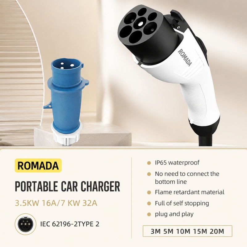 로마다 7KW 32A 전기차 휴대용 충전기 3M 5M  - Portable Ev Charger 32A Type 2 Cee Plug 리뷰 및 가격