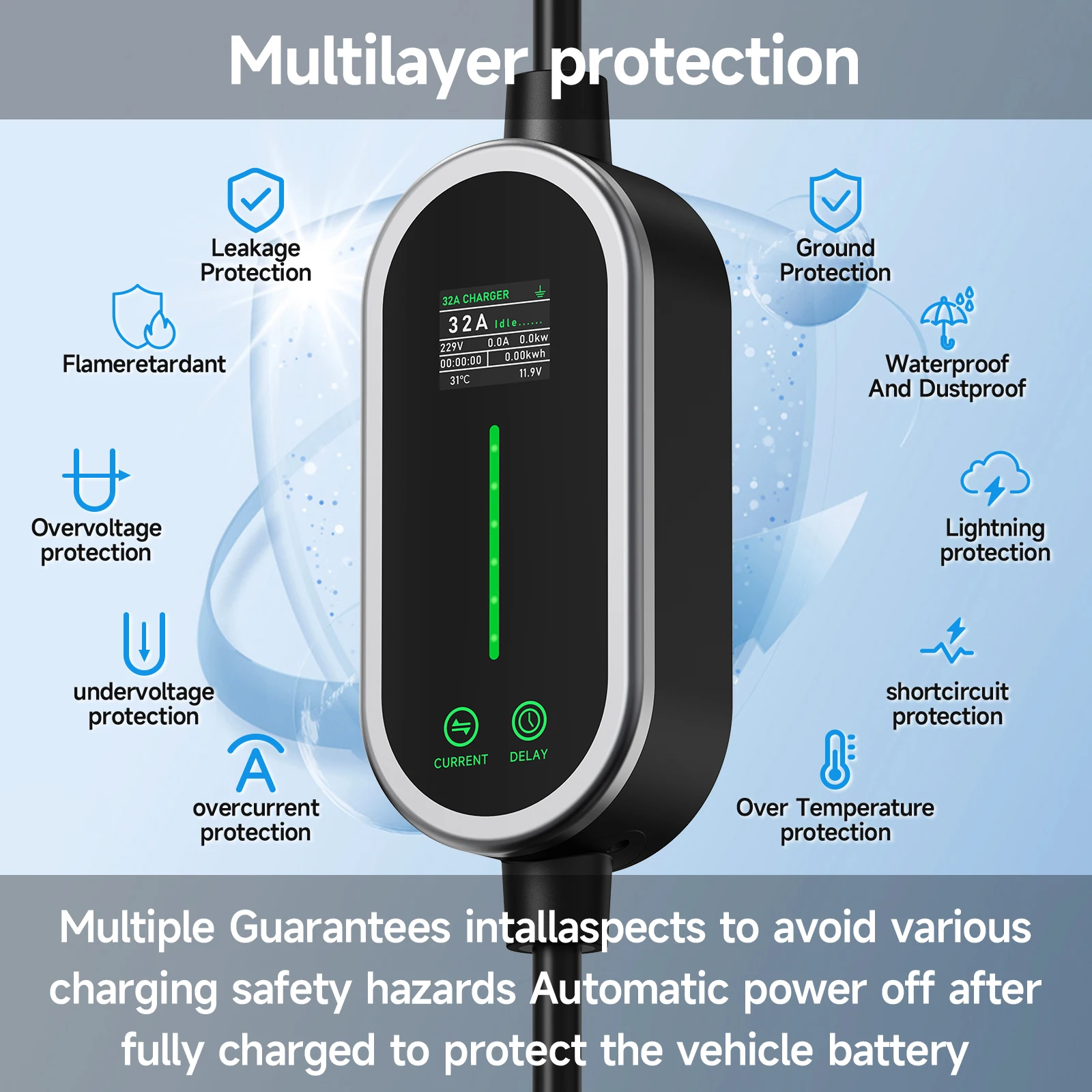 Puppyfc 7KW 32A Type2 휴대용 EV 충 - Portable Ev Charger 32A Type 2 Cee Plug 리뷰 및 가격